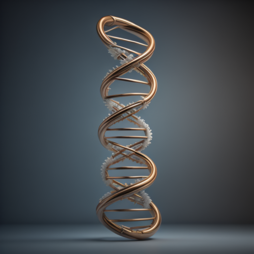 AI-generated image approximating a DNA molecule (double-helix)